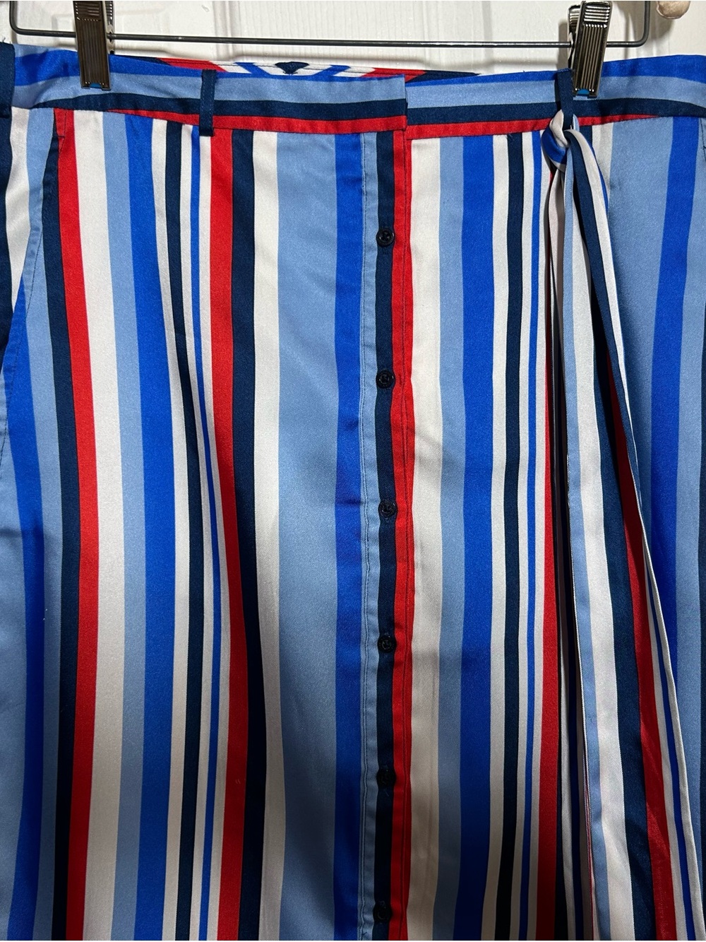 Lauren Ralph Lauren Striped Midi Skirt Size 8 Tie Waist Nautical Preppy Chic - Picture 8 of 15